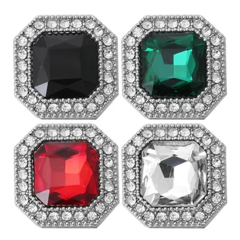6pcs/lot Nuevo el Botón Snap Joyería de diamantes de imitación Geométrica de 18mm Snap Botones de Ajuste Complemento de la Pulsera del Collar Para las Mujeres ZA1187