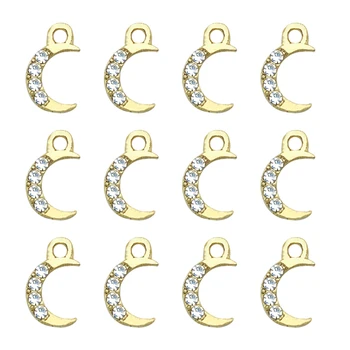 10Pcs Encantos de Color Oro Brillante de diamantes de imitación de la Luna Colgante Encanto Accesorios Para el DIY de la Joyería del Pendiente del Collar de Artesanías hechas a Mano