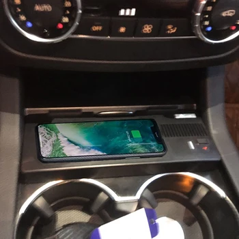 Para el Benz de Mercedes GLC X166 GL ML GLE W166 C 292 2013-2019 QI teléfono inalámbrico cargador de carga rápida de la placa de accesorios para el iPhone 8