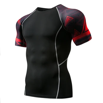2019 Hombres de la T-shirts de secado Rápido Apretado Fitness Running camisetas de los Hombres de la Marca Manga Corta Gimnasio Sport compresión de la camisa de los Hombres de la ropa Deportiva
