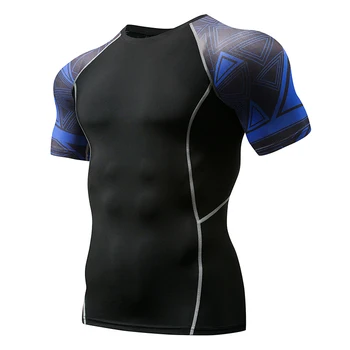 2019 Hombres de la T-shirts de secado Rápido Apretado Fitness Running camisetas de los Hombres de la Marca Manga Corta Gimnasio Sport compresión de la camisa de los Hombres de la ropa Deportiva