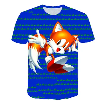 Kawaii Sonic Camiseta de los Niños de dibujos animados Divertidos de Niños/niñas Camiseta de Verano de la parte Superior de Sonic The Hedgehog Gráfico Niños Ropa Casual Niños
