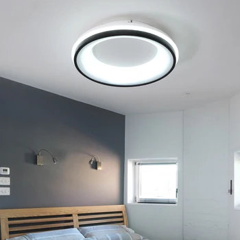 Moderno Celling Iluminación en Blanco y Negro de la Ronda de lámparas LED Con mando a distancia para el dormitorio comedor Accesorio de Acrílico de las Luces de la CA 90-260Vs