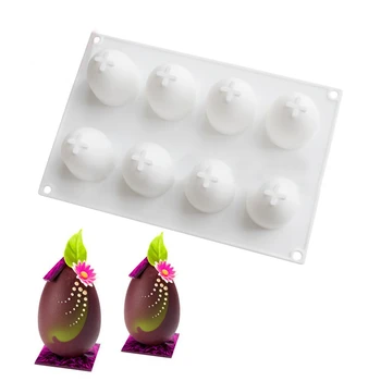 1Pc 8 Cuadrícula de Silicona 3D de la Forma del Huevo Molde de Huevos de Pascua de Chocolate Mousse de Trufa Molde Nuevo