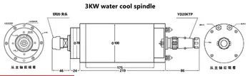 CNC de trabajo de Madera 220v ER20 3.0 kw refrigerado por Agua eje 3 kw motor de husillo de agua de refrigeración del husillo de grabado para la máquina de carpintería