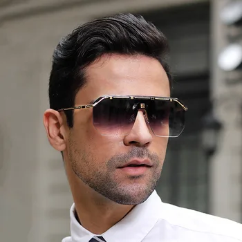 El nuevo 2021 hombres euramerican de la moda de la calle complemento de las gafas de sol UV400 metal cuadro de recorte sin marco de las gafas de sol
