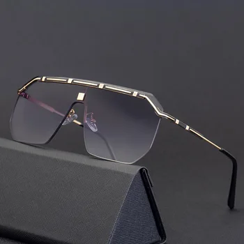 El nuevo 2021 hombres euramerican de la moda de la calle complemento de las gafas de sol UV400 metal cuadro de recorte sin marco de las gafas de sol