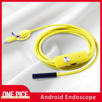 Android Endoscopio 8.0 mm 3in1 Cámara HD de 1 Metro Amarillo Suave Cable de Inspección Boroscopio IP67 Impermeable de Tipo c, USB Endoscopio H-8-1