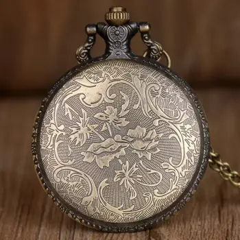 Reloj de bolsillo Collar de Cadena de los Hombres del Reloj de Cuarzo de acero Inoxidable Hueco de las Mujeres Regalos TD