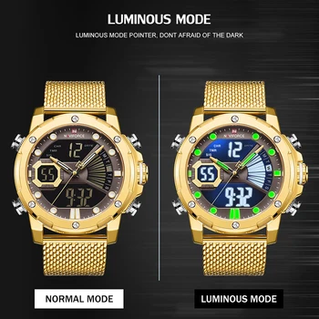 NAVIFORCE de Lujo de los Hombres Relojes de Oro Militar deportivo Digital de Cuarzo reloj de Pulsera LED Luminoso Impermeable del Reloj de los Hombres Relogio Masculino