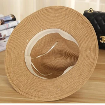 MAERSHEI 2019 Nuevo Verano Británico perla abalorios planos de ala ancha del sombrero de paja Sombreado sombrero de sol de Señora playa de hat