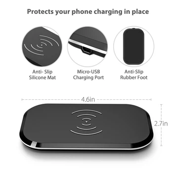 CHOETECH Cargador Inalámbrico 10W 3 Bobinas de Posición Libre Qi Wireless Charging Pad Para el iPhone 12 XS X 8 Cargador Rápido para Samsung S10 9