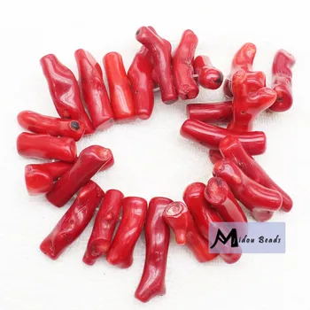 Mayorista ! 8-11x25-35mm Coral Rojo de forma Libre, Suelta Perlas de 8