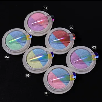 0.8 g/Cuadro de Aurora de Dos Uñas de color Espejo del Polvo del Brillo de Gel UV de Pulido de Cromo Copos de Pigmento Arte del Clavo de la Decoración