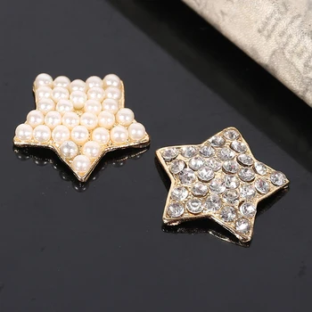 New 50Pcs Estrella de Cinco puntas de diamante de imitación o de la Perla de la aleación de Botones para Adorno de botón de BRICOLAJE accesorios ZJ184