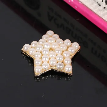 New 50Pcs Estrella de Cinco puntas de diamante de imitación o de la Perla de la aleación de Botones para Adorno de botón de BRICOLAJE accesorios ZJ184