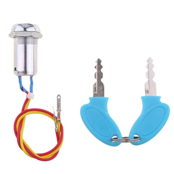 2 Cable de Interruptor de Encendido Teclas de Bloqueo Eléctrico de la Motocicleta Scooter ATV Azul