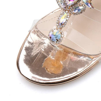 Sexy Pvc Transparente Gladiador Sandalias Mujer zapatos de punta Abierta de diamantes de imitación de Diamante Clara de Tacón Alto de los Zapatos de las Mujeres Botas Verano