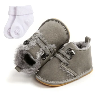 Bebé Niño Zapatos de Otoño Recién nacido cordones de los Zapatos de suela Suave Niño Zapatos Calcetines de Dos piezas