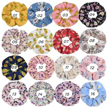 8pcs/lote de Piña Floral Cabello Scrunchies de Impresión Elástica Banda de Pelo Mujer Chica coreana Dulce de Cuerda de Pelo Accesorios para el Cabello Diadema