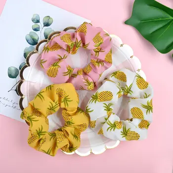 8pcs/lote de Piña Floral Cabello Scrunchies de Impresión Elástica Banda de Pelo Mujer Chica coreana Dulce de Cuerda de Pelo Accesorios para el Cabello Diadema