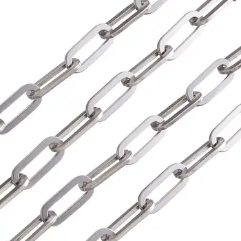1Roll 304 de Acero Inoxidable Clip Cadenas Dibujado Alargada Cable Cadenas de Enlaces para DIY de la Joyería Collares Pulseras