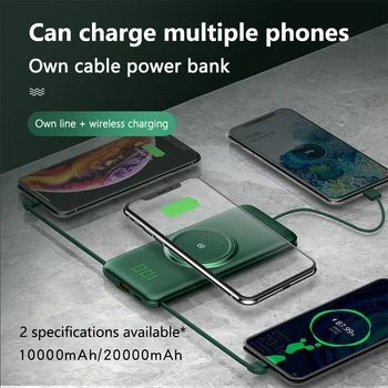20000mAh Qi Inalámbrico Cargador Power Bank De Xiaomi iPhone Samsung Powerbank Portátil de Batería Externa del Cargador Inalámbrico Powerbank