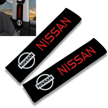 2pcs de Algodón Coche Insignia de Cinturón de seguridad de Protección de Hombro Cojín para Nissans Nismo X-trail Almera Qashqai Tiida Teana