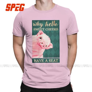 Dulce Mejillas Tienen Un Asiento de Cerdo T-Shirt para los Hombres de la Vendimia de Algodón Camisetas de Cuello Redondo de Manga Corta T Shirt Ropa de Talla grande