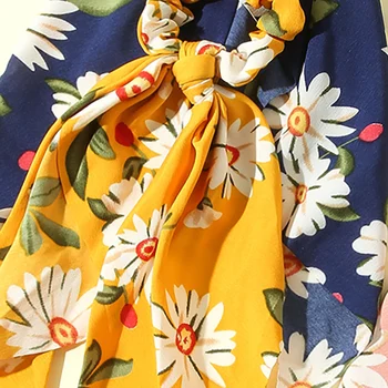 4Pcs/lot de la Impresión Floral Scrunchies para las Mujeres de Cabello Elástico Bandas de Girasol Arco de Pelo Bufanda de Cuerda de Pelo de los Lazos de Moda Accesorios para el Cabello