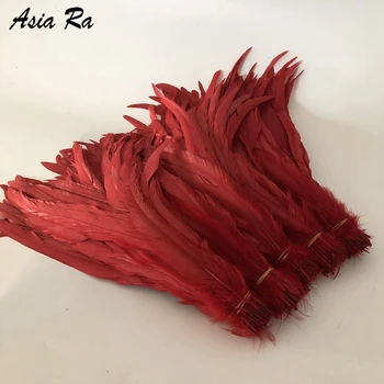 Envío gratis 500pcs Color Rojo 30-35CM de 12 14inches teñido Suelto Gallo Coque Plumas de la Cola Plumas de la Cola conqui plumas de la boda