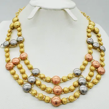 CALIENTE de la Moda de la joyería conjunto de Nigeria, Dubai gold-color Africana de la perla de la joyería de la joyería de la boda establece africano conjuntos de joyas de perlas