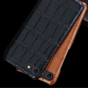 Auténtico Crocodil caso de Cuero para el iPhone SE 2020 11 12 Mini Pro Max xr x xs 12 Pro max de la cubierta para el iphone 7 8 5 5s 6 6s plus