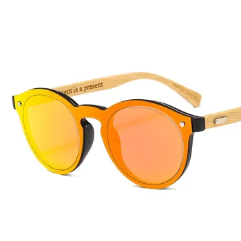 Retro Ronda de Bambú Gafas de sol de las Mujeres de los Hombres de la Marca del Diseñador de Gafas de Deporte de Madera Azul Espejo Gafas de Sol de Tonos luneta oculos 5454
