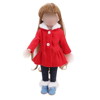 Ropa de la muñeca roja de lana de abrigo traje de pantalón negro de juguete de los accesorios se adaptan a 18 pulgadas muñeca y 43 cm de muñecas del bebé c730