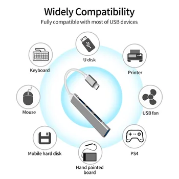 FONKEN USB Tipo C Hub 3.1 Para Macbook 2020 Samsung Xiaomi Portátil Concentrador Adaptador de varios Puertos USB Hub USB de UNA Hab Para Teclado Ratón