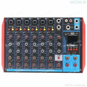 MiCWL MG8-USB Live Tarjeta de Audio USB Bluetooth Mezcla de Sonido de la Consola del PC Portátil Mezclador de DJ de la Etapa de Estudios Cantar Efectoras XLR 6.5 dos-en-uno