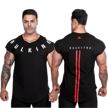 2019 Nueva Marca de Moda de fitness Culturismo Racerback Tank Tops Hombres de Fitness Chaleco sin Mangas de Algodón camisetas interiores de la marca del Músculo de la Camisa