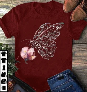 Las Mujeres 2020 Casual Camiseta De Verano De La Ropa De La Mariposa De La Flor Artístico De Las Camisetas De Las Señoras Gráfico Femenina Camiseta T-Shirt Tops