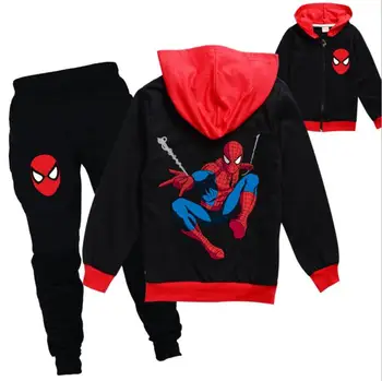 Disney, Spiderman Niños Conjuntos de Ropa de los Niños traje de Chicos Chándales de los Niños de la Marca Deportiva Trajes de Capa de Top +Pantalones 2pcs Set