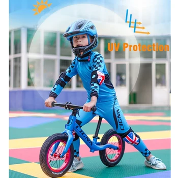 Los niños en Bicicleta Conjunto de Jersey de Manga Larga Transpirable Niñas y Niños, Bicicleta Traje Ropa Ciclismo UV de Protección de Niños, Ropa Deportiva Maillot