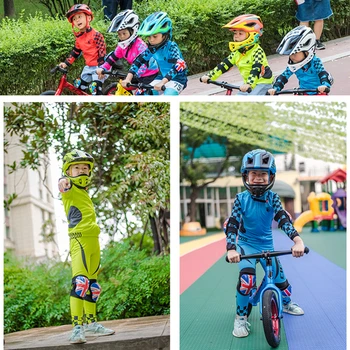 Los niños en Bicicleta Conjunto de Jersey de Manga Larga Transpirable Niñas y Niños, Bicicleta Traje Ropa Ciclismo UV de Protección de Niños, Ropa Deportiva Maillot