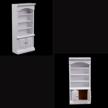 1Pc Blanco, Moderno, Muebles de Casa de Muñecas de Madera de la Sala de estar del Libro Armario librería Armario de 1:12 casa de Muñecas en Miniatura de Madera