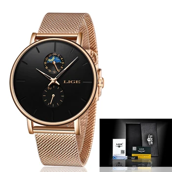 LIGE de las Nuevas Mujeres de Lujo de la Marca de Cuarzo Reloj Simple Señora Impermeable reloj de Pulsera de Mujer de Moda Casual Relojes Reloj reloj mujer 2020