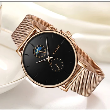 LIGE de las Nuevas Mujeres de Lujo de la Marca de Cuarzo Reloj Simple Señora Impermeable reloj de Pulsera de Mujer de Moda Casual Relojes Reloj reloj mujer 2020