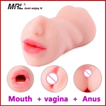 Masturbador masculino en la Boca Vaginal y Anal Mamada Chica Oral Real de la Vagina Artificial Coño Adulto Juguetes Sexuales para los Hombres la Masturbación Taza