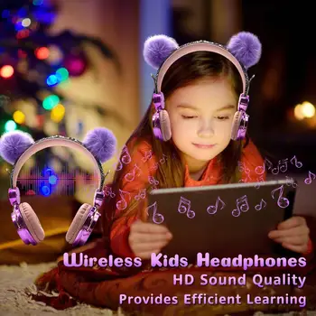 Bluetooth Lindo Niños de Auriculares Inalámbricos con Micrófono de 3,5 mm de Música Estéreo de Auriculares para Ordenador Teléfono Móvil Auriculares