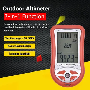 7-en-1 de Mano Altímetro Electrónico Altitud de Altura Medidor Termómetro al aire libre de Pesca Barómetro de Clima Instrumento
