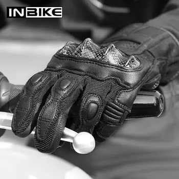 INBIKE de Fibra de Carbono de la Motocicleta Guantes de Dedo Completo de Motocross Guantes a prueba de Golpes Moto Guantes Hombres Moto Guantes de la Pantalla Táctil