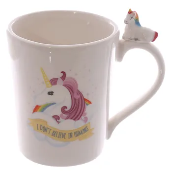 1Piece Caballo Mágico Taza de yo No Creo En los seres Humanos de la Oficina del Café de la Leche de la Taza 3D Peculiar Rainbow Unicorn Taza Taza Para el Niño